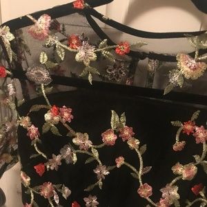 Black Women's Floral Sheer Cocktail dress